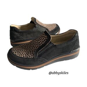 Fidelio Namir Falck Leopard Suede Leather Slip on Shoe Size 7 Cork Insole Ortho